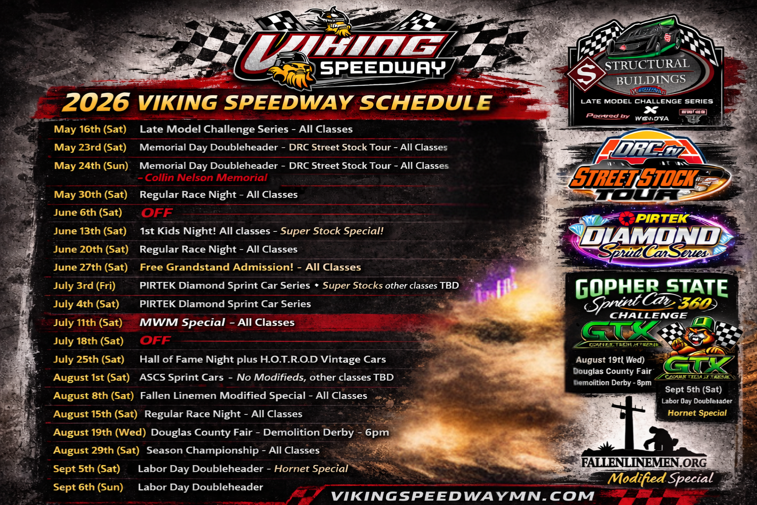 2026 Viking Speedway Schedule